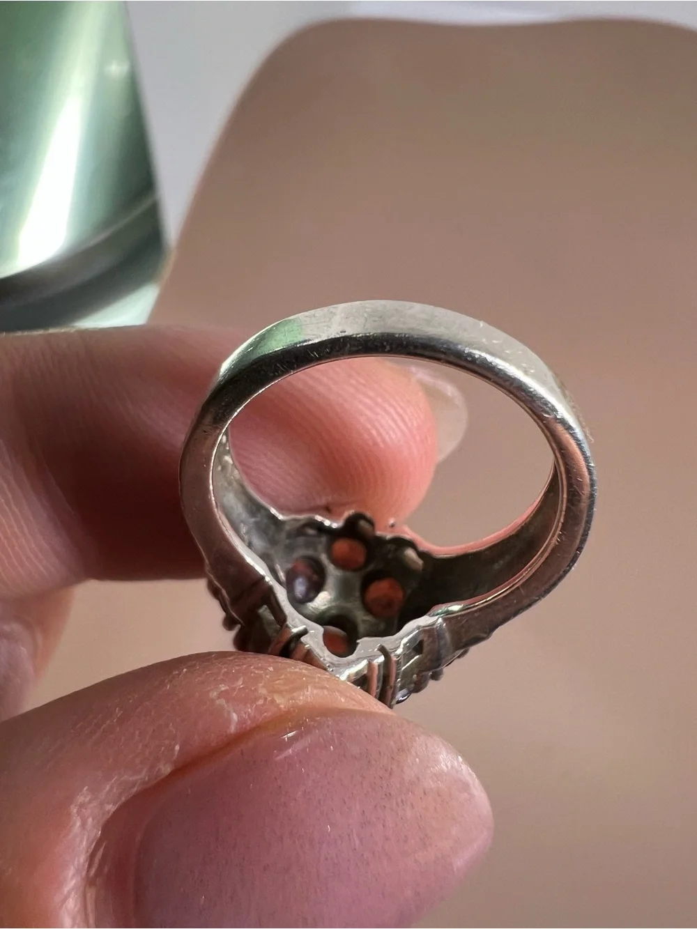 Red Garnet Cluster Sterling Silver Ring